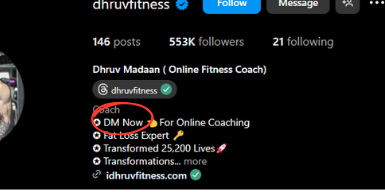 Use of Call To Action in Instagram Bio